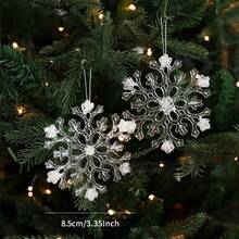 Christmas Ornaments, Transparent Acrylic Plastic Pendants, Glitter Powder And Sequins, Elk, Snowflake And Christmas Tree Ornaments, Decorative Accessories Suitable For Holiday Decorations. Home Decor Christmas Decorations Room Decor - Multicolor - View 4