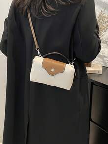 1 件时尚手提包小方包，时尚百搭女士单肩包斜挎包，纯色迷你钱包，可装手机、硬币、口红，日常使用，通勤