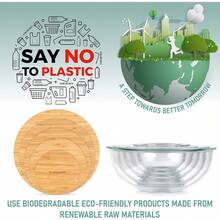 Stackable Space-Saving Set Of 5 Nesting Glass Bowls With Bamboo Lids For Prep, Storage, Baking, Mixing & Cooking, Microwave & Oven    Heat Resistant Inert Borosilicate Glass