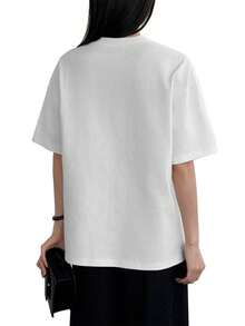 Solid Color T-Shirts, Casual Women's Shirts, Black, White, Red, Apricot Women's Tops, Tops, Casual Women's Shirts, Women's T-Shirts, Maximum Amount,Tops - 白色 - 查看 4