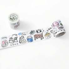 1 Roll Minimalist Living Theme Decorative Washi Tape Stickers, Good Life Plan Series, Suitable For Gifts, Office, Home, Marking, Labeling, Classroom, Toys, Student Planner, Creative Retro Decor DIY Materials School Supplies,Back To School