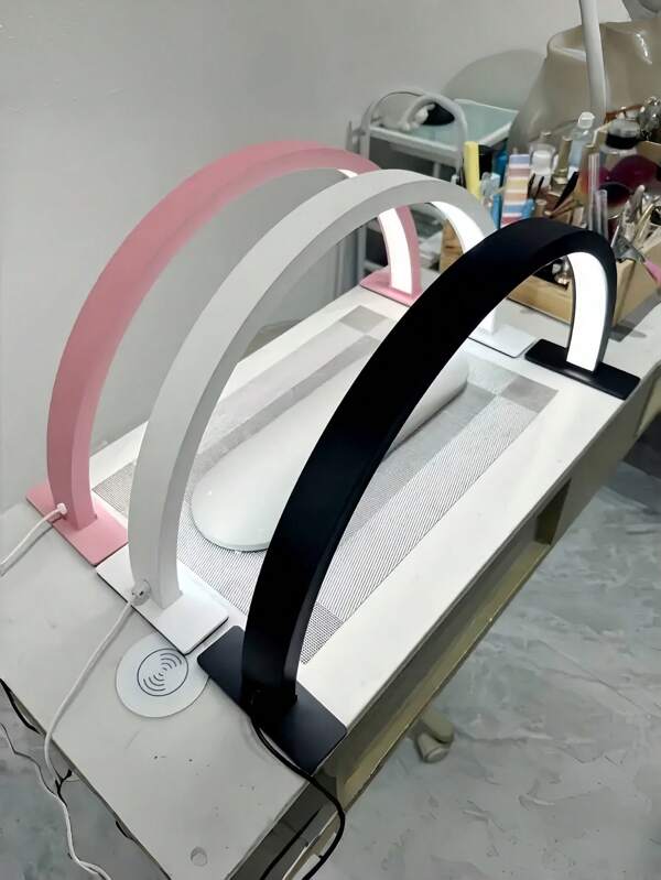 1 pieza Lámpara de uñas en forma de media luna, diseño compacto de escritorio adecuado para manicura, belleza y cuidado, luz LED con forma de U que cuida los ojos, conectar y usar con conector USB