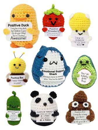 1 件可爱手工针织趣味钩针悬挂装饰玩偶装饰带卡片，盆栽，卧室，办公室，客厅，家庭，景观，汽车装饰，窗户装饰，家居装饰，毛绒玩具，积极土豆，针织毛绒动物，钩针毛绒礼物