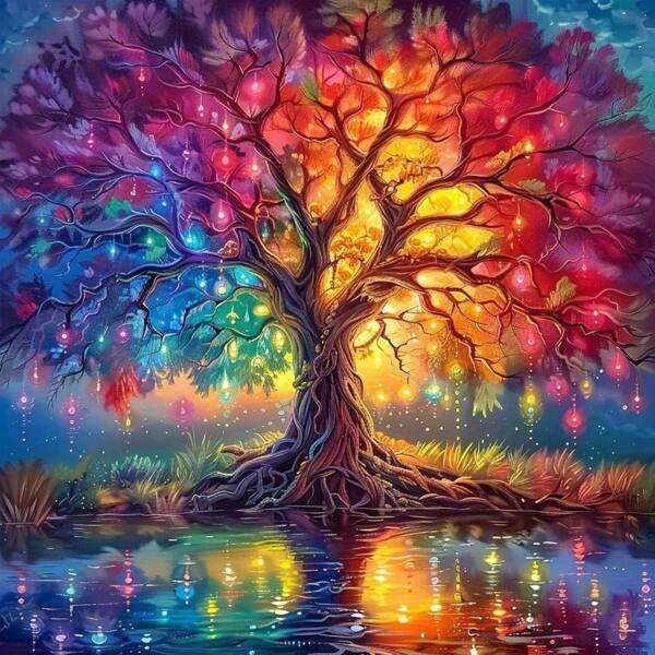 Mrpwnle Tree Of Life Diamond Painting Kits For Adults-Tree Of Life Diamond Art Kits For Adults,5D Diamond Painting Tree Of Life, DIY Full Drill Diamond Painting Gem Art And Crafts 12x12inch