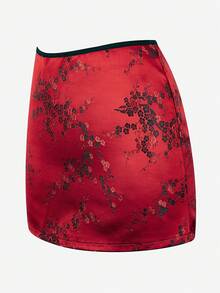 Women's Floral Skirts Gothic Vintage Outfits Sexys Elegantes Costumes Bodycon Mini Short Skirt - 紅色 - 查看 2