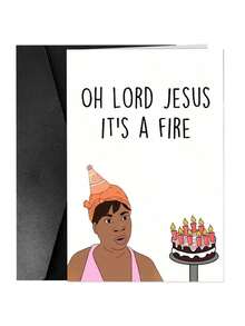 1Pc Oh Lord Jesus, This Is A Fire. Fun Birthday Card With Envelope (4.92 Inches * 6.93 Inches), Suitable For Family, Friends, Men And Women, Small Business Items, Unusual Items, Thank-You Cards, Birthday Decorations, Humorous Birthday Cards. - Multicolor - View 14