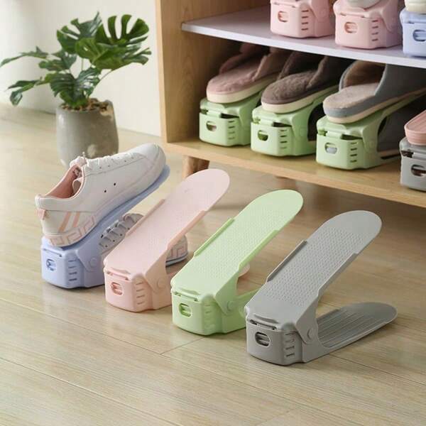 1pc/5pcs Shoe Racks With Storage Organizer, Adjustable 2-Tier Shoe Holder, Space Saving For Home, Dorm, Tidy And Clean