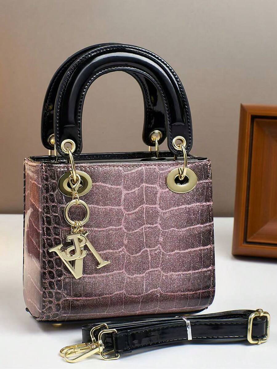 奢华鳄鱼纹压花手提包 - 女士时尚手提包、单肩包、斜挎包 - 彩色 - 查看 1