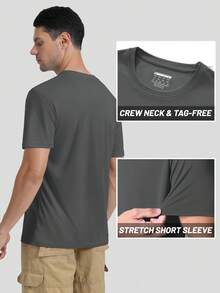 KEFITEVD Men's Rash Vest Rash Guard UV Shirts UPF 50+ Swim Top Short Sleeve Quick Dry T-Shirt For Surfing Running Hiking - Dark Grey - View 4