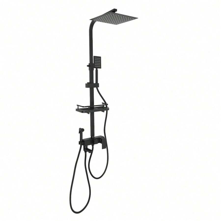 Juego De Grifo De Ducha Para Baño, 4 Funciones, Termostato De Ducha, Gris, Negro