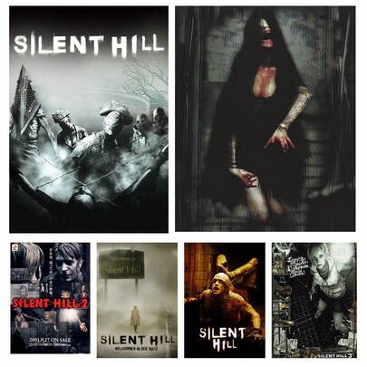 シレントヒル クラシックホラーゲーム ヴィンテージポスター キャンバス絵画 壁アート 額縁オプション 壁掛け アートポスター ホームゲームルームの装飾 ギフト 1枚入り