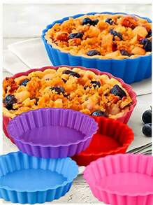 2/5/8/10/12 طقم قوالب تارت البيض، 12 طقم قوالب كيك دائرية، قوالب تارت البيض الصغيرة، صواني خبز غير لاصقة، تستخدم لتارت البيض والفطائر الهلامية وكعك أعياد الميلاد بأنماط الزهور والكيك الجبني وكيك الموسلي. صواني الخبز وأدوات الخبز.