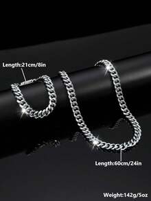 1 条项链 + 1 条手链 嘻哈风格珠宝套装 链设计 密镶闪亮水钻 适合女性