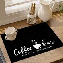 1pc Home Decor, Coffee Cup Printed Drain Mat, New Absorbent Kitchen Counter Drying Pad, Kitchen Dish Drying Mat - Dish Pad, Soft Diatomite Non-Slip Quick Dry Mat, Suitable For Kitchen Counter, Coffee Maker, Espresso Machine, Etc.