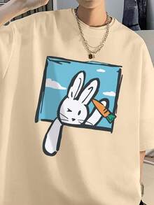 200g Cotton T-Shirt 2025 Men's New Short-Sleeved Cotton Vacation Pattern Short-Sleeved Crew Neck Matching Look