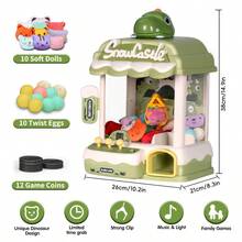Dinosaur Claw Machine Toy - Doll Catcher Machine Children's Toys Boys Girls, DollGrabbing Machine Toy, Mini Claw Machine, Includes 10 Plush Toys, 10 Twist Eggs,Easter Gifts For Kids Boys Girls - Dinosaur claw machine - 查看 3