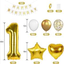 25 Stücke Kinder Metallische Zahlen, Stern, Herz-förmige Folienballons Set, Kleinkind Geburtstags Party Deko Girlande