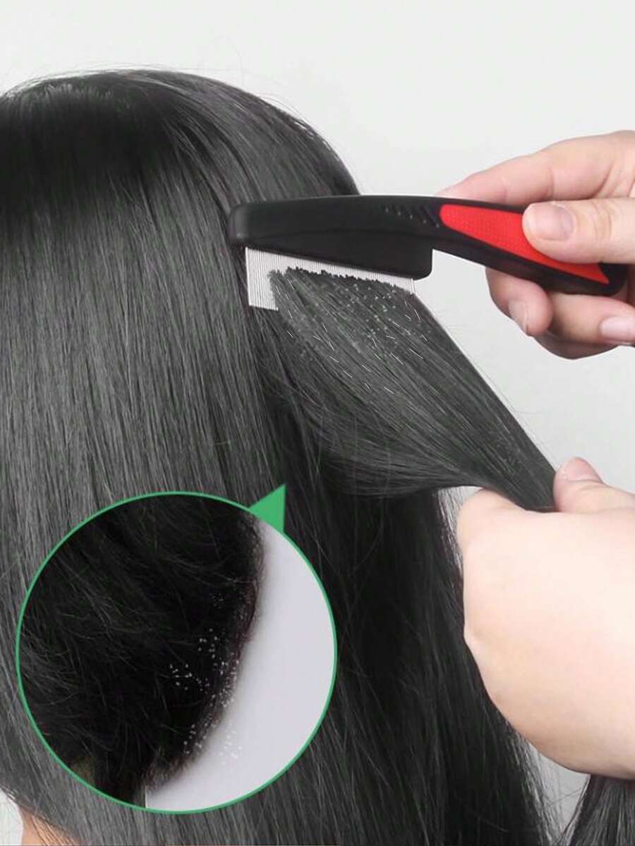 1pc/2pcs Hair Comb With Fine & Dense Teeth For Adult, Helps Remove Lice And Dandruff - black red - View 1