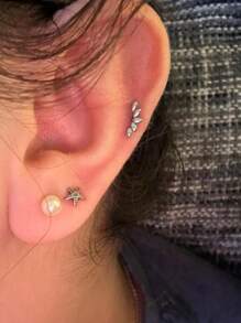 Brincos de calibre 16 com parte traseira plana, piercing de cartilagem, tragus, hélice, concha, joias hipoalergênicas de aço inoxidável