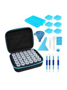 Diamond Painting Accessories Organizing Set - 30 Slots (Blue/Purple), Portable Organizer Bag & Tool Set - Perfect Gift For Handicraft Enthusiasts