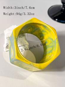 1 pieza Nuevo brazalete de resina transparente, diseño geométrico de color brillante, teñido degradado tipo macarrón, versátil para banquetes y fiestas, se puede usar durante todo el año, brazalete verde