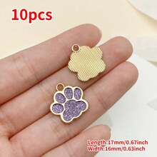 Mix de 10 peças de pingente de pata de gato com gotejamento de óleo em ouro antigo de 17x16 mm, face única, adequado para colar, pulseira, brinco, acessórios para fabricação de joias