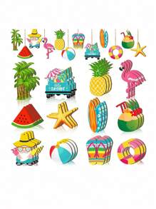 16pcs Wooden Surfboard Design Beach Tree Hanging Decorations For Summer Beach Party With String Pendant,Home Decor ,Room Decor,Wall Decor Gifts Birthday Graduation
