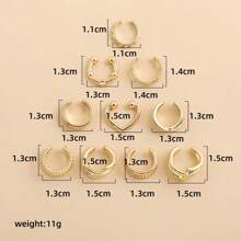 1 Set de 10 piezas de aretes de clip de color dorado, sin necesidad de perforación de oreja