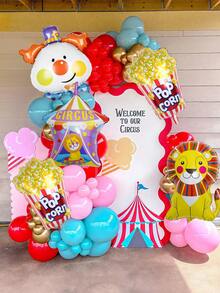 5pcs Carnival Circus Balloon Decoration Set, Includes Cute Clown Foil Balloon, Lion Circus Balloon, Popcorn Balloon, Lion Circus Balloon, Suitable For Vibrant Theme Parties, Carnival, Birthday Celebrations, Mardi Gras Decorations - Nhiều màu - Xem 8