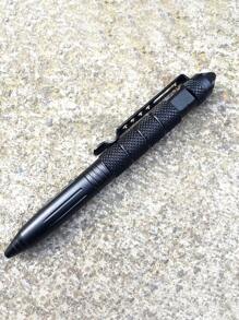 قلم تكتيكي متعدد الأغراض للدفاع عن النفس، من الألمنيوم المحمول، مزود بأداة كسر الزجاج الكربيدي و 5 قطع من أقلام الحبر البديلة السوداء، مناسب للتخييم والطوارئ، وحيادي الجنس (أسود/فضي/ذهبي/رمادي)