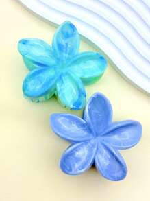 1pc Women Large Size Blue Gradient Flower Plastic Lightweight Hair Clip, Fashionable And Versatile High-End Elegant Simplistic Solid Color Hair Accessory, Suitable For Daily Casual, Party, Commute, Vacation, Hairstyling, Makeup, Outfit Matching Hair Claws Claw Clips Hair Clips Hair Jaw Clip Hair Clamps Hair Clutch Hair Catcher Clip