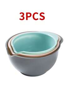 1 pieza/Set de 3 piezas Juego de tazones de plástico para mezclar ensaladas, juego de utensilios de cocina con plato de frutas plegable