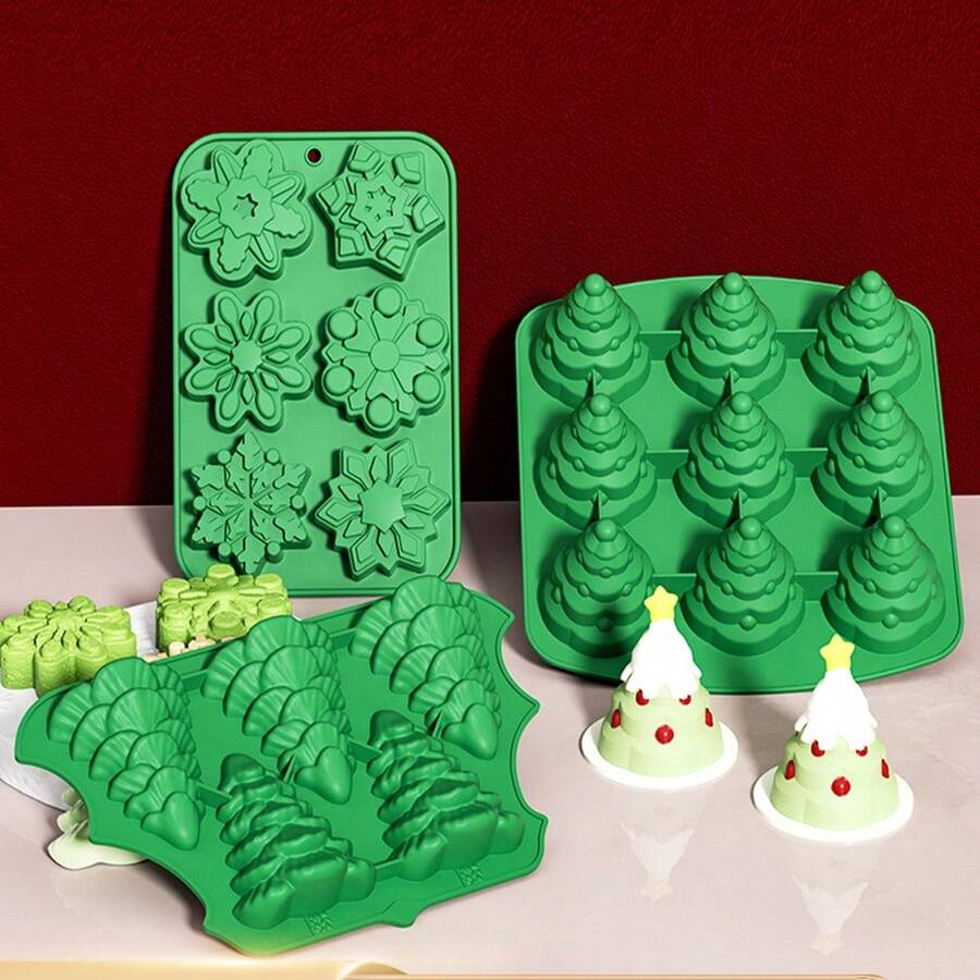 圣诞硅胶模具，大号圣诞烘焙模具，适用于迷你蛋糕、手工皂、巧克力、果冻、糖果和蜡烛，带圣诞树圣诞老人雪人形状硅胶模具圣诞节圣诞装饰品圣诞睡衣圣诞礼物圣诞装饰