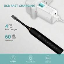Upgraded Electric Toothbrush USB Rechargeable Toothbrush With 4 Brush Heads 42000 VPM Whitening 6 Cleaning Modes 2 Min Smart Timer 60 Days Endurance