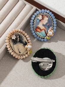 1 Peça Elegante Broche de Retrato de Senhora Fashionista Feito à Mão com e Renda, Joia de Luxo, Adequado como Presente de Encontro e Uso Diário