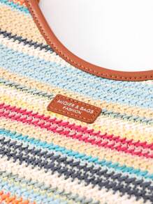 Fashionable Women's Adjustable Strap Multicolor Woven Crossbody Bag, Scratch-Resistant And Durable Fabric, Bohemian Style Weaving Purse Suitable For Commuting And Casual Outfit