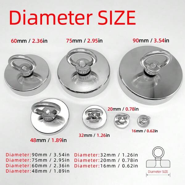 Super Fishing Magnet Single-Sided Heavy-Duty Strong Neodymium Magnet With Countersunk Hole Bolts For River Salvage, Hanging Keys, Fixing Photos