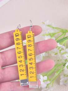 1 Pair Creative Ruler Design Women Dangle Earrings, Party Decoration Jewelry