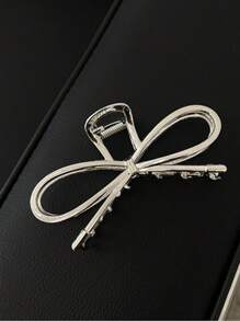 1pc Crystal Hollow Square Alloy Hair Claw Clip, Luxury Hair Claw Design Rhinestone Hair Accessory, Elegant Bow Decor, Suitable For Casual Wear, Valentines Day Fashion Hair Accessories Elegant Hair Clip