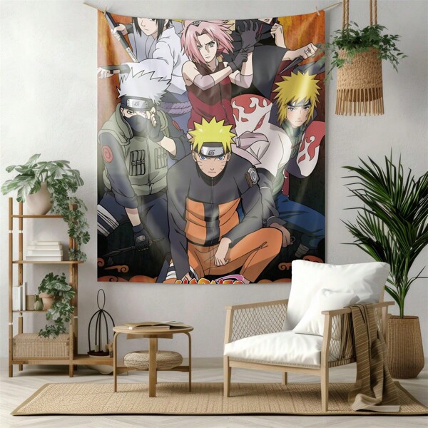 bandai 1 Stück Wandteppich Anime Naruto Muster, Hippie Wandbehang Tarot Teppich, Schlafzimmer Kunst Heimdekoration, Schlafzimmer Dekoration, Wandbehang für die Bettkopfseite, Wandteppich, Wandteppich, ohne Strom erforderlich