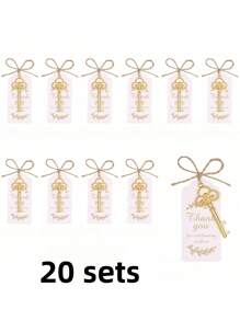 10 Sets Of Gift Sets For Key Bottle Openers, Including Thank-You Labels And Key Bottle Openers, Very Suitable Well As Small Gifts For Weddings, Birthdays, Parties, And Decorations