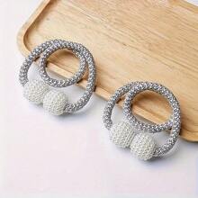 2 pièces Embrasse de rideau magnétique avec ornements de fausse perle - Boucles de corde en polyester classiques pour la décoration de la maison et de la pièce, accessoires élégants de traitement des fenêtres, rideaux pour le salon, le rangement des bébés