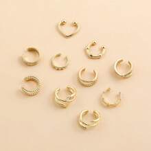 1 Set de 10 piezas de aretes de clip de color dorado, sin necesidad de perforación de oreja