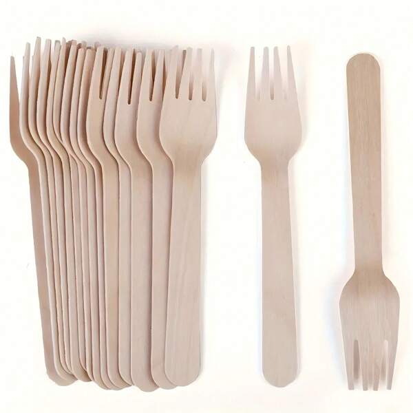 20/50/100 piezas Tenedor desechable de abedul, Tenedor de madera desechable de 5.5 pulgadas, Utensilios de cocina de muebles hechos de abedul, Adecuado para fiestas al aire libre, bodas, utensilios desechables, tenedor, adecuado para fiestas, campamentos, picnics