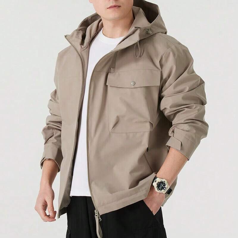 New Balance Chaqueta deportiva casual y de trabajo a prueba de viento con capucha para hombre NB 2025, modelo NAF17021GR