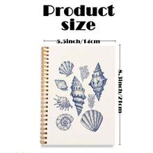 Chic Beach Spiral Journal Notebook - Shell Design Journal, 5.5x8.3in (14x21cm), 50sheets(100 Pages) With Weekday, Weather & Memo Signs, Cute Aesthetic Preppy Office Supplies, Perfect Gift For Granddaughters & Girls, School Supplies,Back To School - Spiral Notebook - View 2