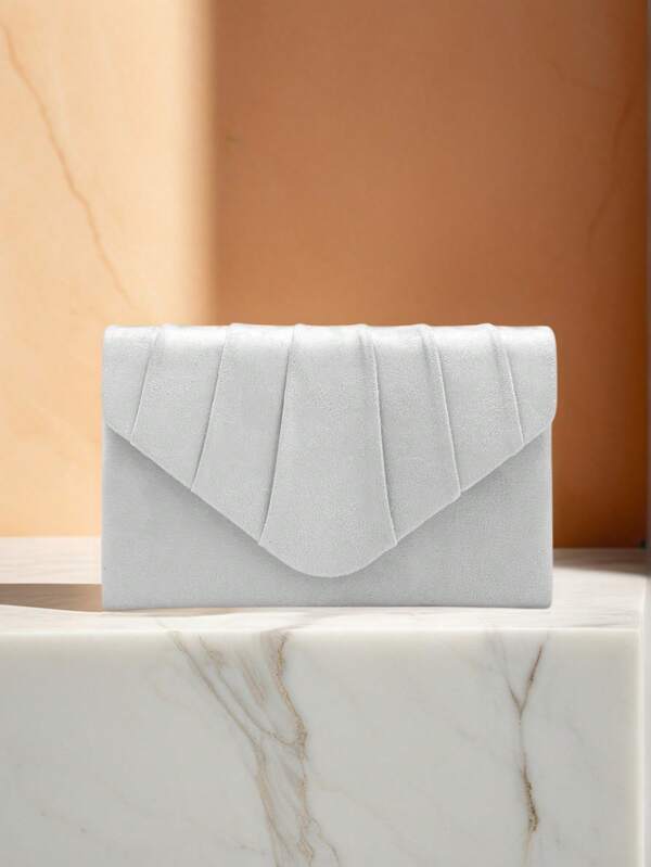 Silver Color Women Evening Bags Cover Open Shoulder Chain Messenger Bags Velvet Envelope Design Handbags Clutch Bags