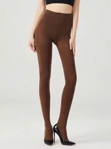 1 Pair Women 120D Sexy Black Tights, Sheer Stockings,Brown Fashionable And Simple Pantyhose Leggings