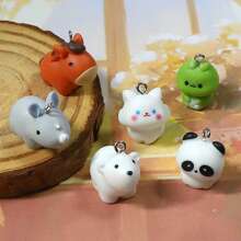 6/12pcs Resin Cute Rhinoceros, Polar Bear, Horse Animal Pendant DIY Cartoon Earrings, Necklace, Keychain, Decor