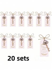 10 Sets Of Gift Sets For Key Bottle Openers, Including Thank-You Labels And Key Bottle Openers, Very Suitable Well As Small Gifts For Weddings, Birthdays, Parties, And Decorations